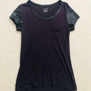 Calvin Klein Tee With Leather Sleeves